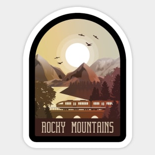 adventure in vintage Rocky Mountains Sticker